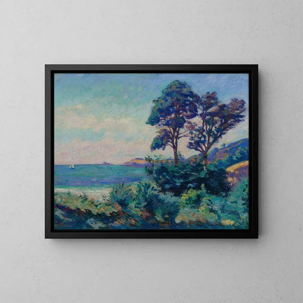 Marinemålning vid Saint-Palais - Armand Guillaumin — inramlat konstverk på väggen