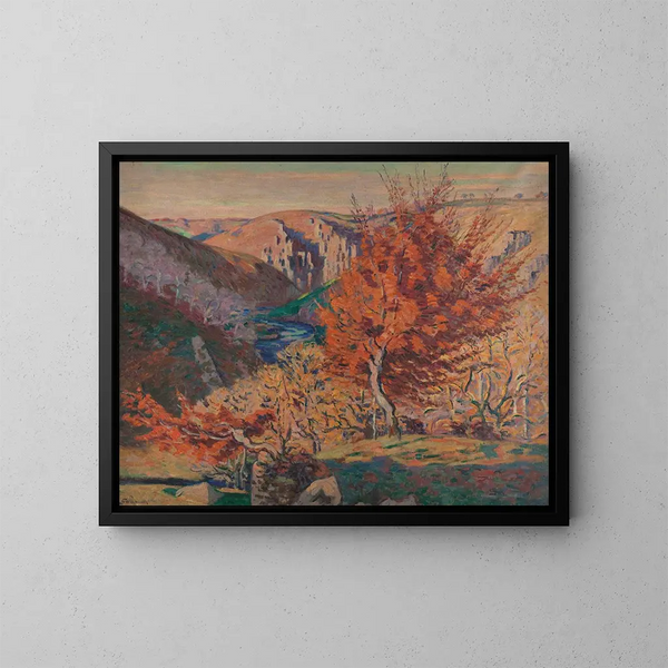 Landskap av Fileuse-klippan - Armand Guillaumin — inramlat konstverk på väggen