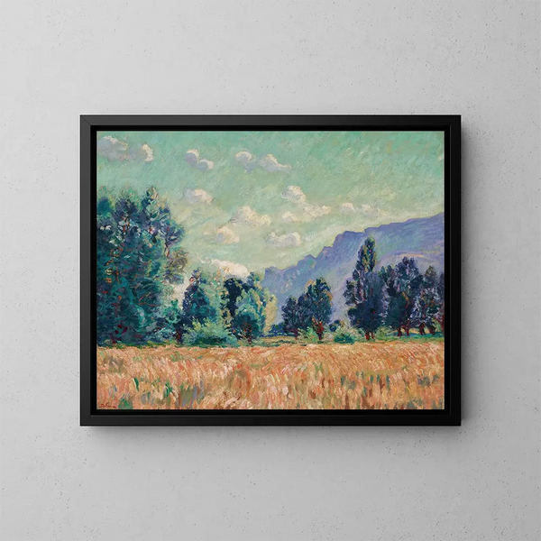 Pontcharra, Isère-dalen, Mont Granier i bakgrunden - Armand Guillaumin — inramlat konstverk på väggen