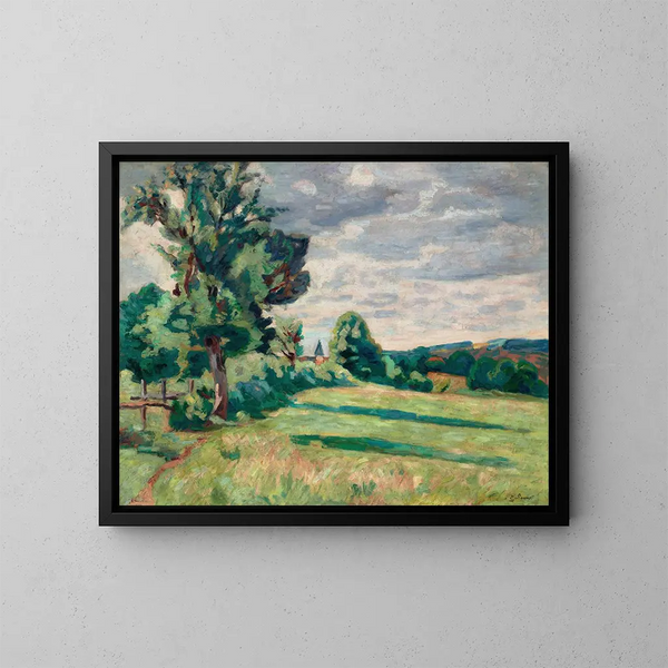 betesmarker vid Crozant-ladugårdar - Armand Guillaumin — inramlat konstverk på väggen