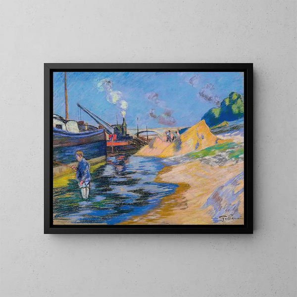 Quai de la Seine à Paris, la Sablire - Armand Guillaumin — inramlat konstverk på väggen