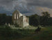 Landskapsbild med nattlig scen med ruin - Arnold Böcklin — vy av konstverket