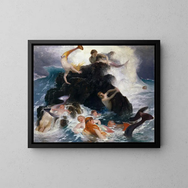 Jeu des Néréides - Arnold Böcklin — inramlat konstverk på väggen
