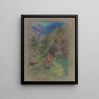 Arnold Peter WeiszKubnan - Woman with a Child in front of Cottages.webp