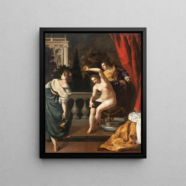 Bethsabée au bain - Artemisia Gentileschi — inramlat konstverk på väggen