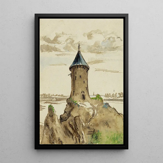ArthurJoseph Gueniot - Reconstitution possible du chteau de Chne Vert sur la Rance entre Dinan et Dinard.webp