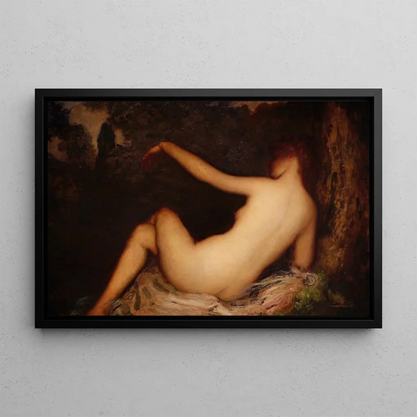 Le papillon - Arthur Bowen Davies — inramlat konstverk på väggen