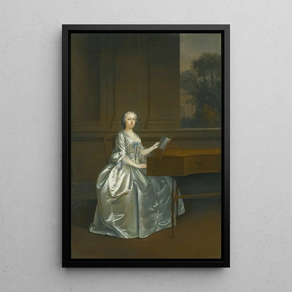 Arthur Devis - Portrait Of A Lady Seated At A Harpsichord Possibly Lucy Duchess Of St Albans D 1752.webp