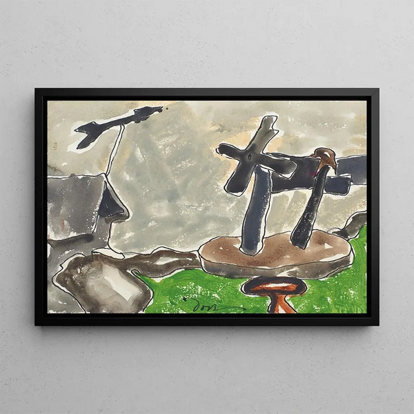 Landskap med väderkvarn - Arthur Dove — inramlat konstverk på väggen