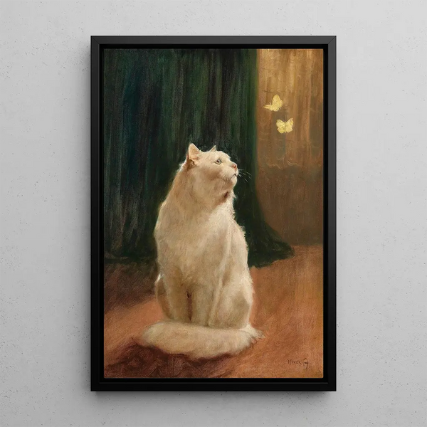 Arthur Heyer - Weie Katze und zwei Zitronenfalter.webp