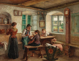 Arthur Hutschenreuther - Idyllic Family Scene in the Parlour.webp