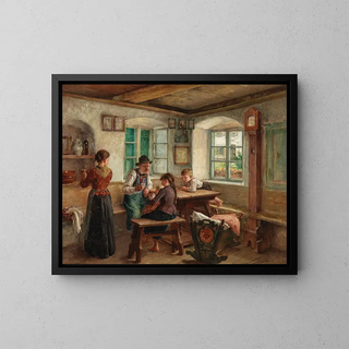 Arthur Hutschenreuther - Idyllic Family Scene in the Parlour.webp
