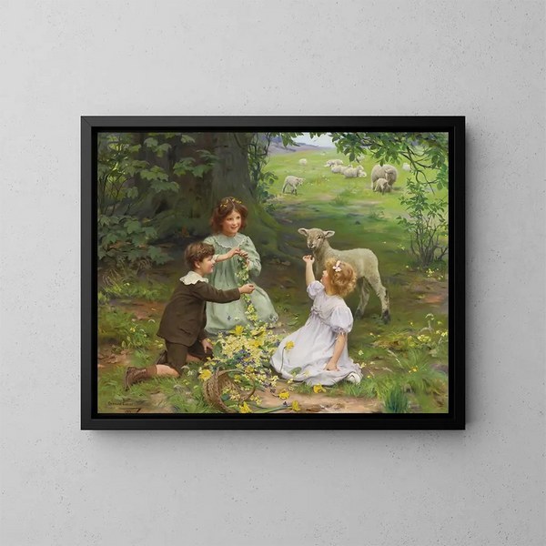 La Joie du printemps - Arthur John Elsley — inramlat konstverk på väggen
