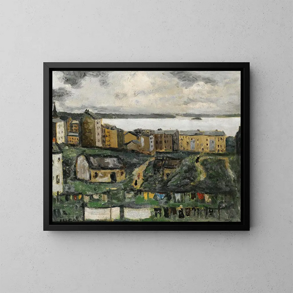 Vue de village - Arthur Segal — inramlat konstverk på väggen