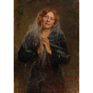 Arthur Von Ferraris - Bildnis einer Dame mit Schleier Die Gattin des Knstlers.webp