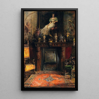 Arthur Von Ferraris - Interior With View Of A Fireplace And A Painting.webp