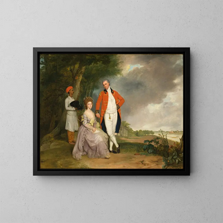 Le Honorable William Monson och hans fru Ann Debonnaire - Arthur William Devis — inramlat konstverk på väggen