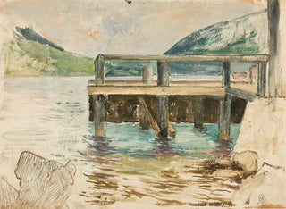 Ary Ernest Renan - Paysage avec un ponton.webp