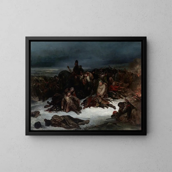 La retraite de l'armée de Napoléon de Russie en 1812 - Ary Scheffer — inramlat konstverk på väggen