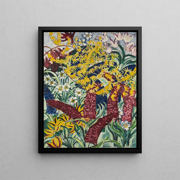 Blommor i trädgården I - August Babberger — inramlat konstverk på väggen