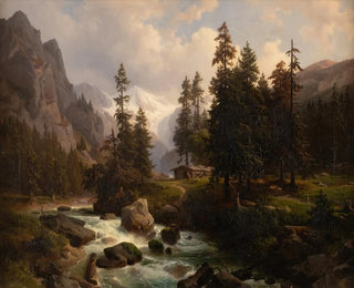 August Behrendsen - Dale in the High Alps at Gastein.webp