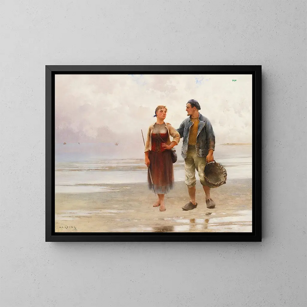 Reflektioner på stranden - August Hagborg — inramlat konstverk på väggen