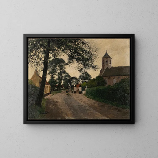 August Jernberg - Village street with church.webp