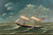 Brig Hermine von Ueckermünde under befäl av R. Franck - August Lasczky — vy av konstverket