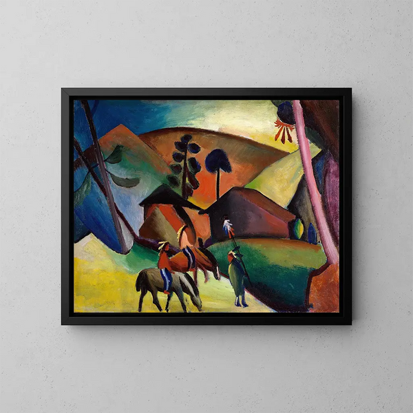 Indiens på häst - August Macke — inramlat konstverk på väggen