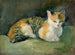 Chat sur coussin vert I - August Macke — vy av konstverket