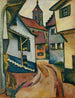 Rue med kyrka i Kandern - August Macke — vy av konstverket