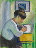 kvinna som skriver - August Macke — vy av konstverket