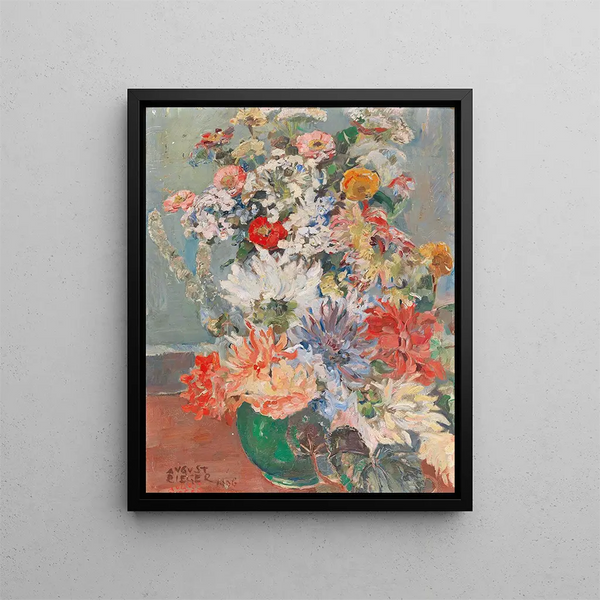 Ett sommarblomsterbukett - August Rieger — inramlat konstverk på väggen