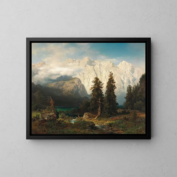 En vy över Watzmann-berget och Königssee-sjön - August Wilhelm Leu — inramlat konstverk på väggen