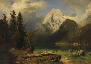 August Wilhelm Leu - Gebirgssee mit Gebirgsmassiv im Hintergrund.webp