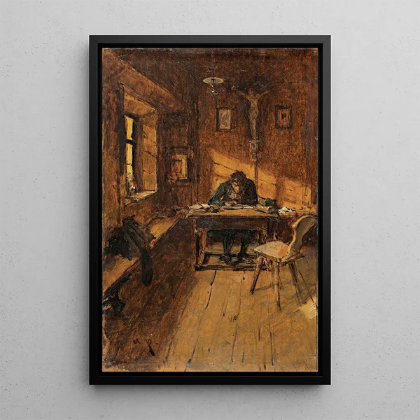 Reproduktion av målningen Le greffier du village - August von Pettenkofen