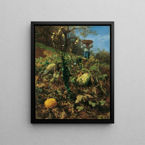 Le jardin de citrouilles - August von Pettenkofen — inramlat konstverk på väggen