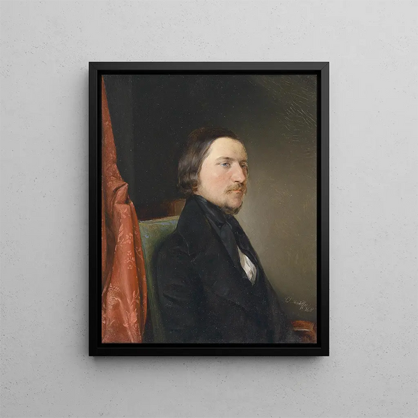 porträtt av August Semeleder - August von Pettenkofen — inramlat konstverk på väggen