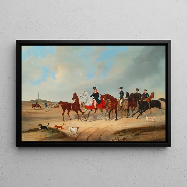 August von Rentzell - Reiterkavalkade mit Hunden.webp