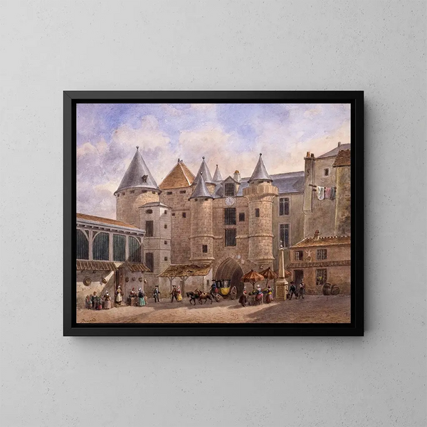 Le Grand Châtelet från 1700-talet - Auguste Sébastien Bénard — inramlat konstverk på väggen