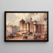 Längd: 60 cm, Höjd: 45 cm, Teknik: olja på duk, Ursprung: Frankrike, Konsttryck av Auguste Sébastien Bénard, "L'entrée de l'ancienne forteresse du Grand Châtelet un jour de carnaval" — inramlat konstverk på väggen