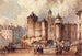 Längd: 60 cm, Höjd: 45 cm, Teknik: olja på duk, Ursprung: Frankrike, Konsttryck av Auguste Sébastien Bénard, "L'entrée de l'ancienne forteresse du Grand Châtelet un jour de carnaval" — vy av konstverket
