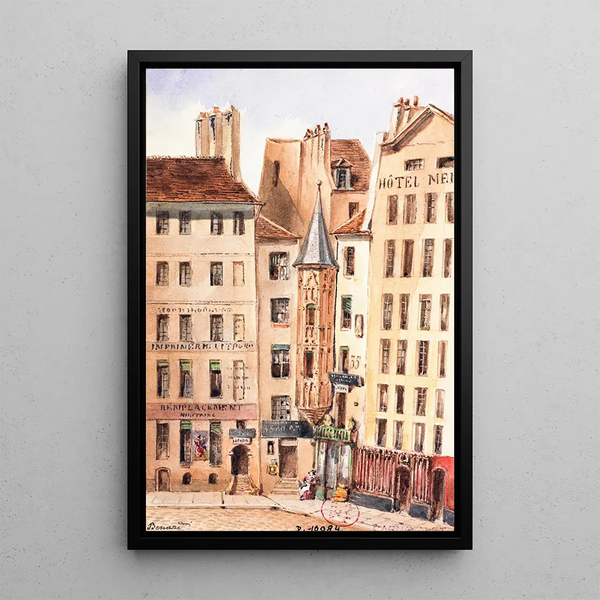 Reproduktion av målningen Place de l'Hôtel de Ville - Auguste Sébastien Bénard