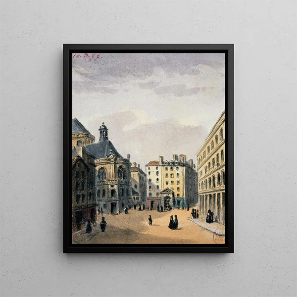 Pointe Saint-Eustache och fontänen - Auguste Sébastien Bénard — inramlat konstverk på väggen