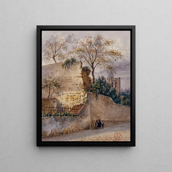 Rue Clovis mur de Philippe Auguste - Auguste Sébastien Bénard — inramlat konstverk på väggen