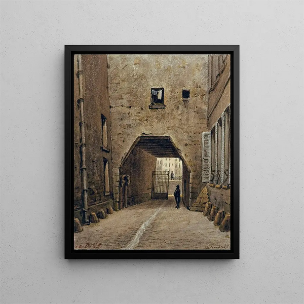 Rue des Chantres mellan quai aux Fleurs och rue Chanoinesse - Auguste Sébastien Bénard — inramlat konstverk på väggen