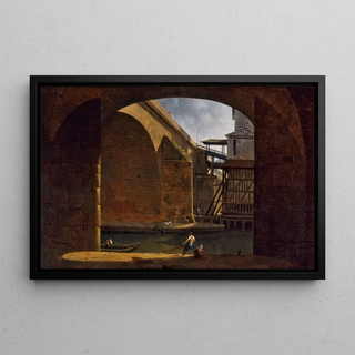 Auguste Jacques Rgnier - Le Pont et la Pompe NotreDame vus de la vote du quai de Gesvres.webp