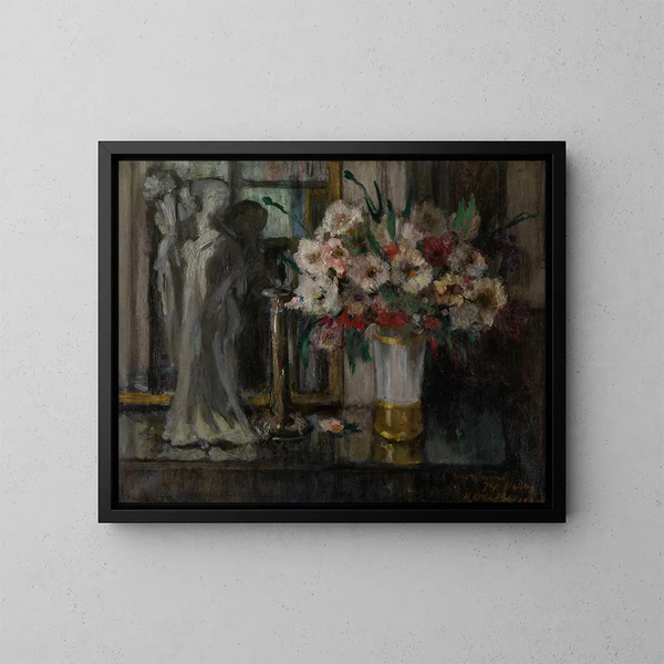 stilleben med blommor - Auguste Oleffe — inramlat konstverk på väggen