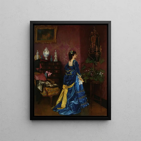 La Robe bleue - Auguste Toulmouche — inramlat konstverk på väggen