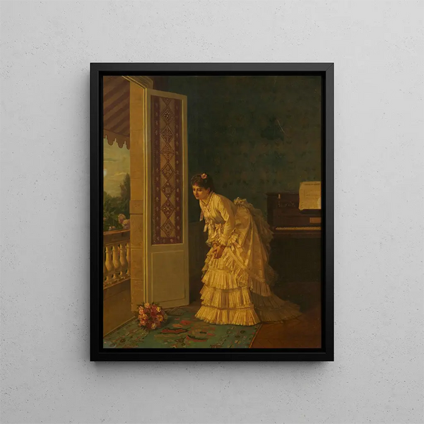 Le bouquet surprise - Auguste Toulmouche — inramlat konstverk på väggen